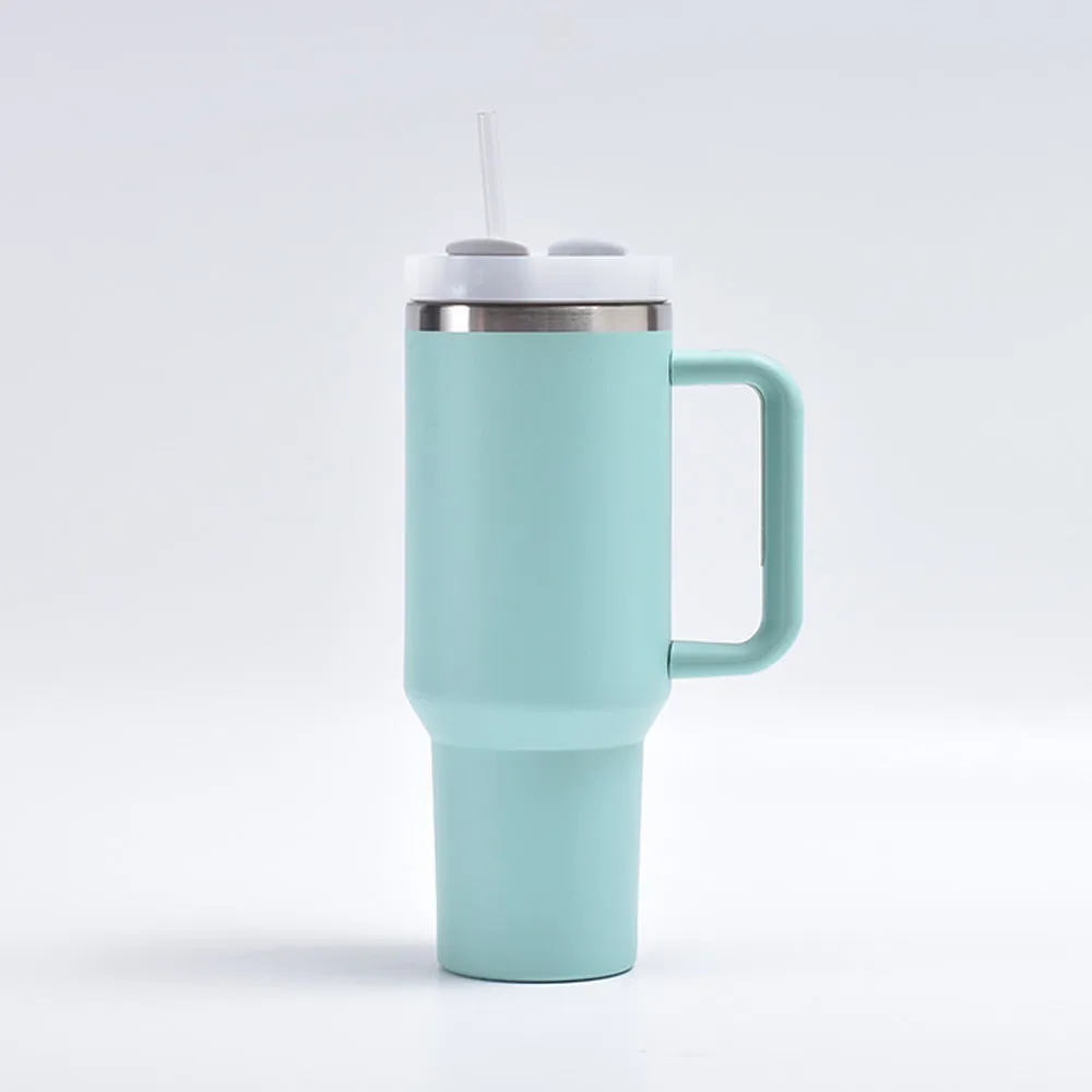 40 oz Insulated Tumbler with Handle and Straw 5
