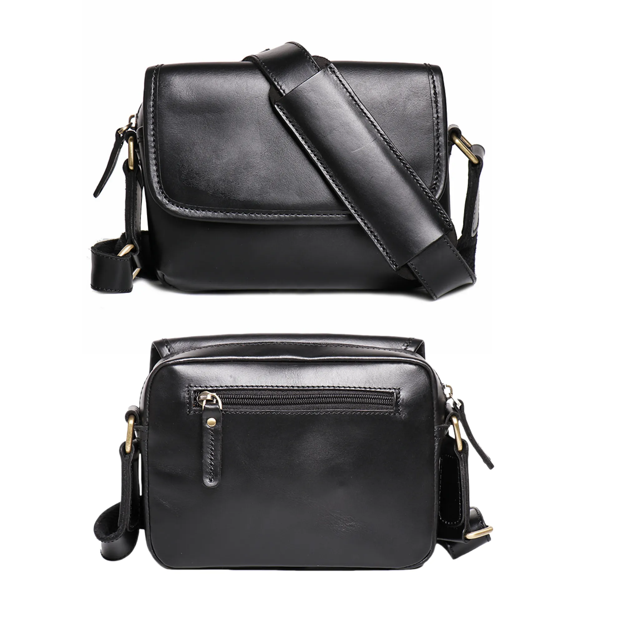 Vintage Crazy Horse Leather Shoulder Crossbody Bag 4