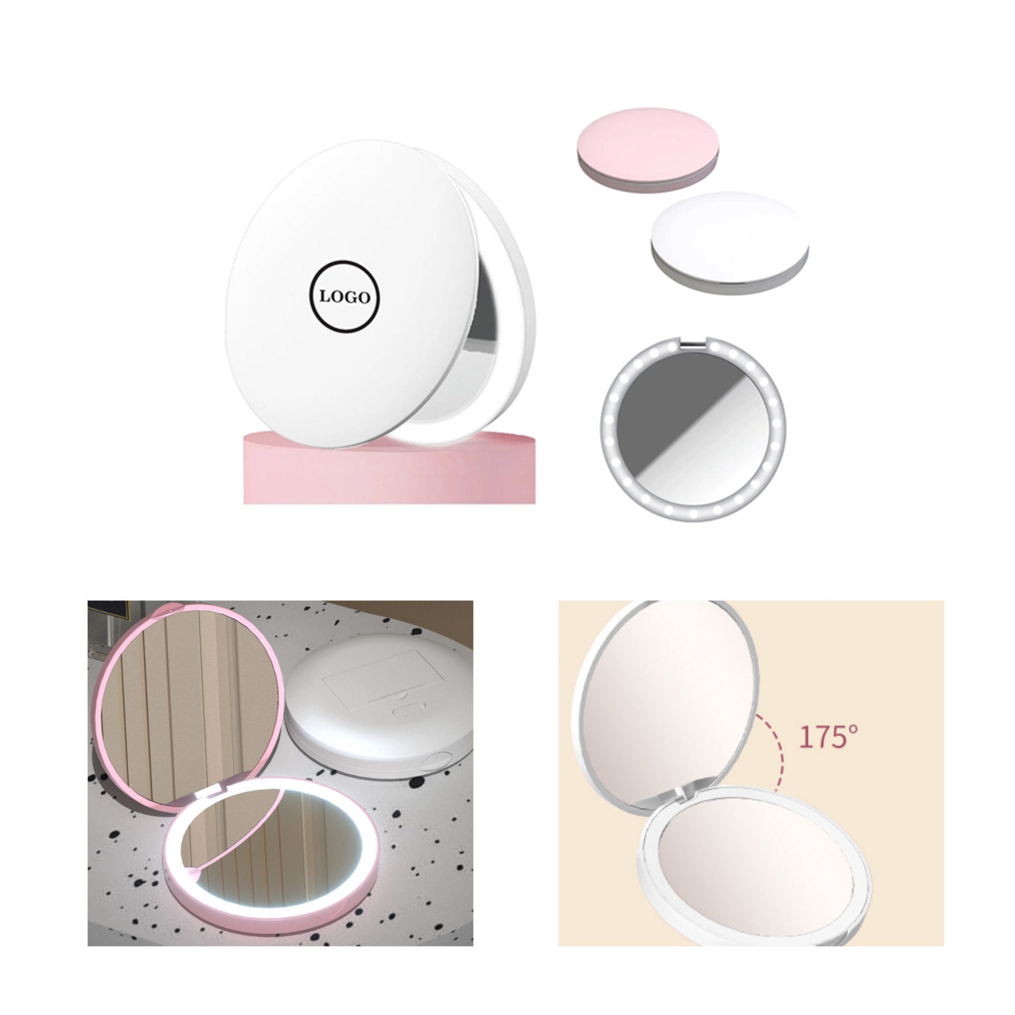 Convenient LED Rechargeable Compact Travel Makeup Mirror 1