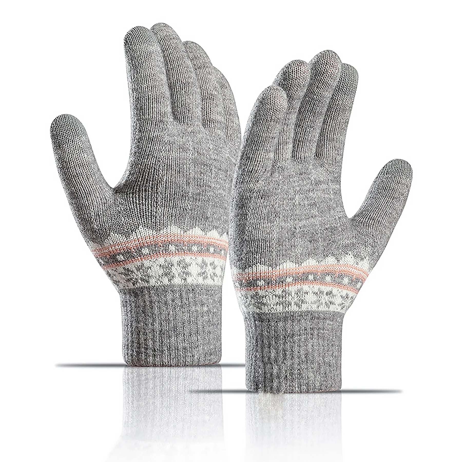 Acrylic Women's Thick Knitted Touch Screen Gloves 5