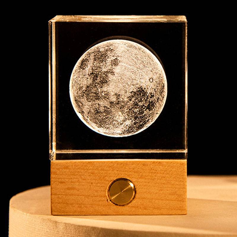 3D Galaxy Crystal Square Night Light with LED Wood Base 5