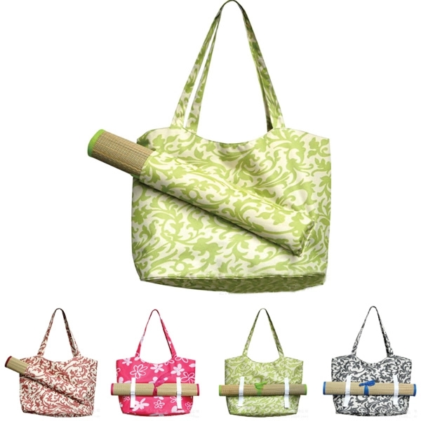 Beach Bag with Straw Mat 2