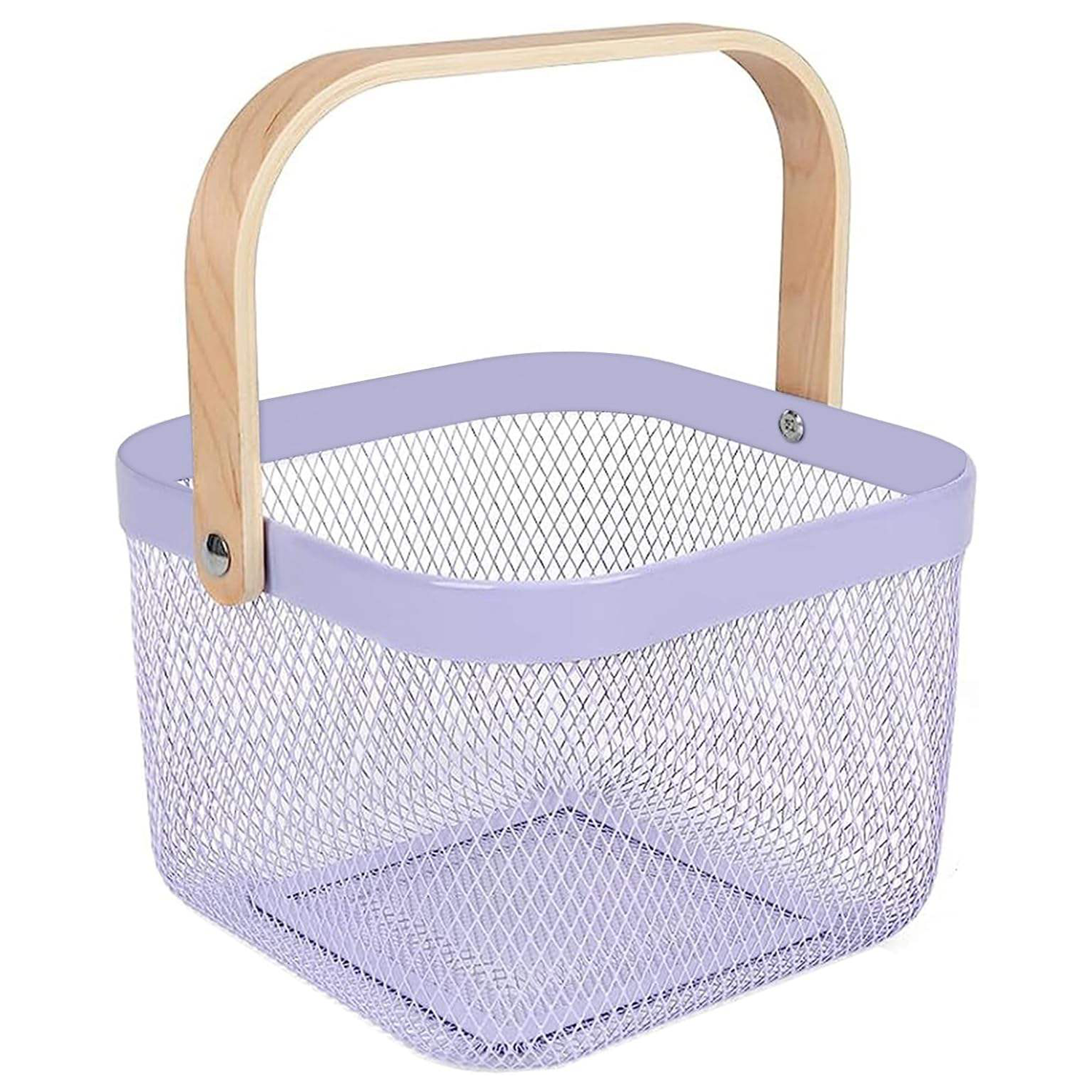 Multi Functional Wooden Handle Mesh Metal Storage Basket 22
