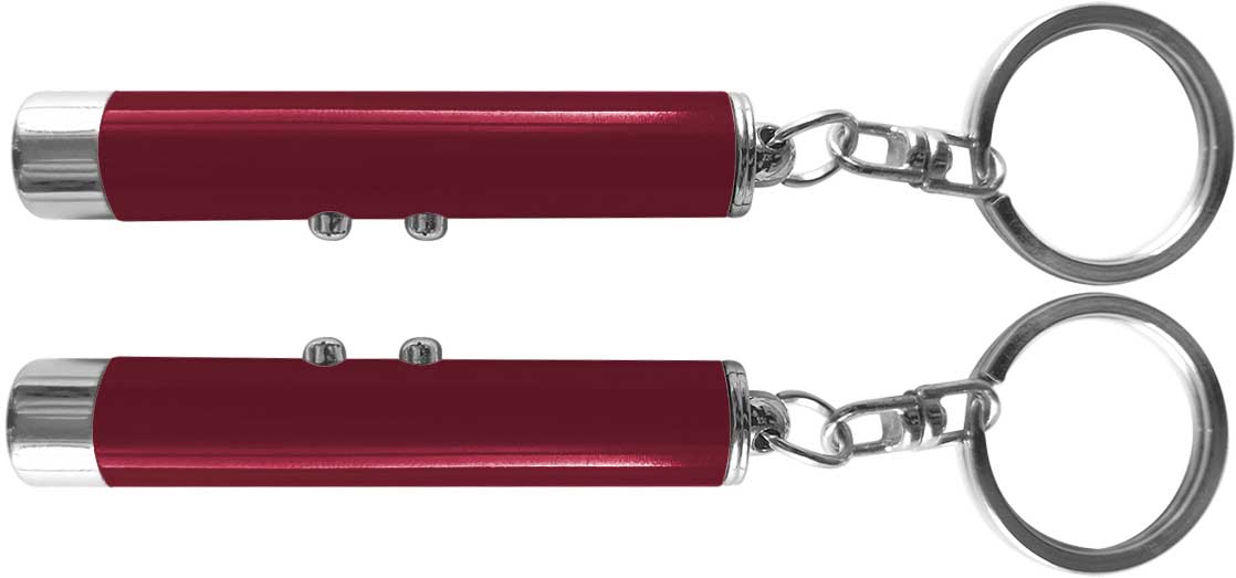 Dual function laser pointer and super bright LED flashlight with keychain. 12