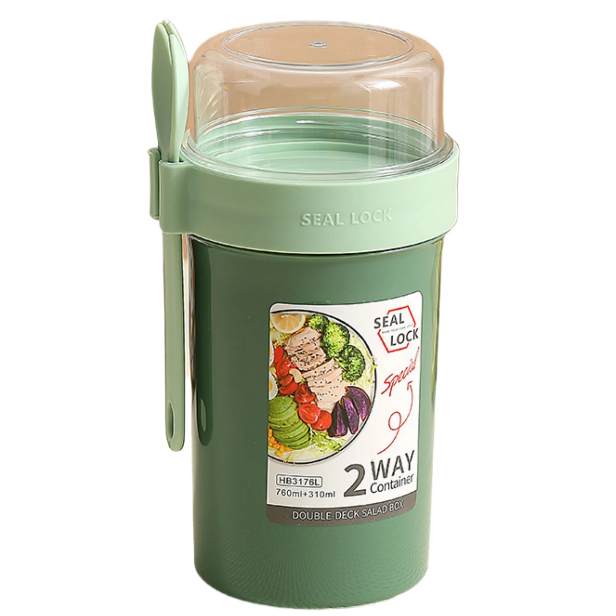 Double-Layer Breakfast Cup With Spoon 8