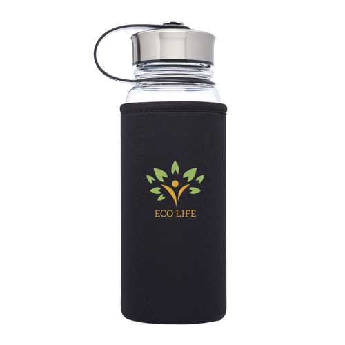 Kangaroo Glass Water Bottle - Neoprene Pouch Covering, 25