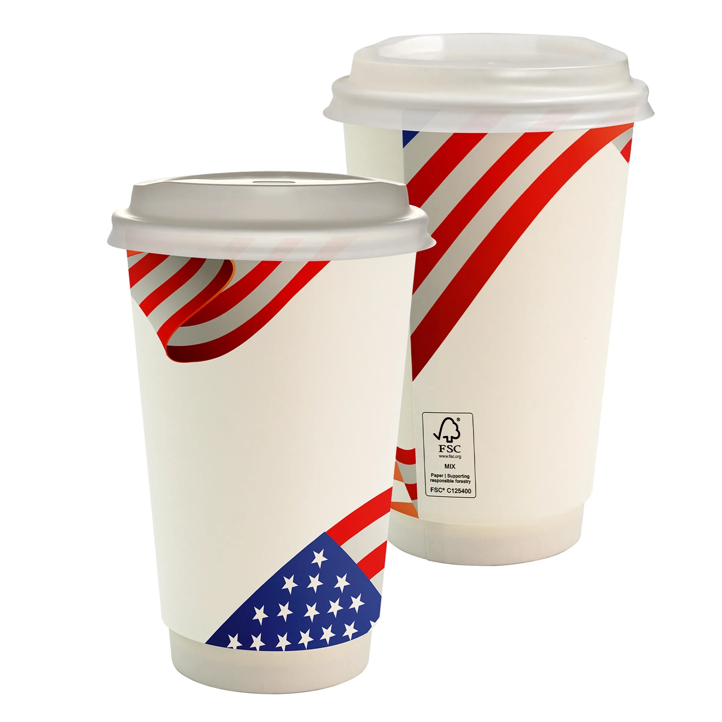16 oz. Full Color Patriotic Paper Cup With Lid 2