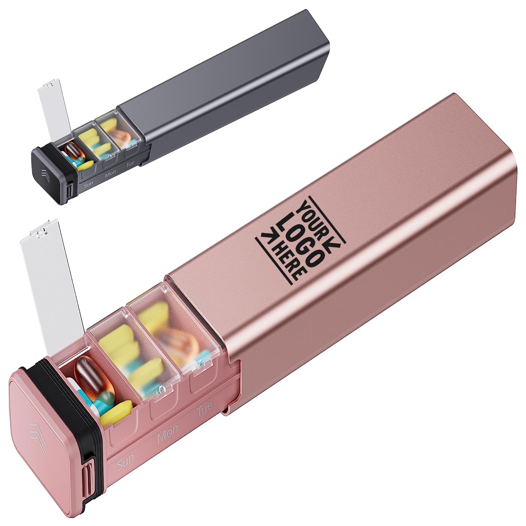 Metal Premium Aluminum Large Capacity 7 Day Weekly Cute Portable Travel Vitamins Pill Organizer 2