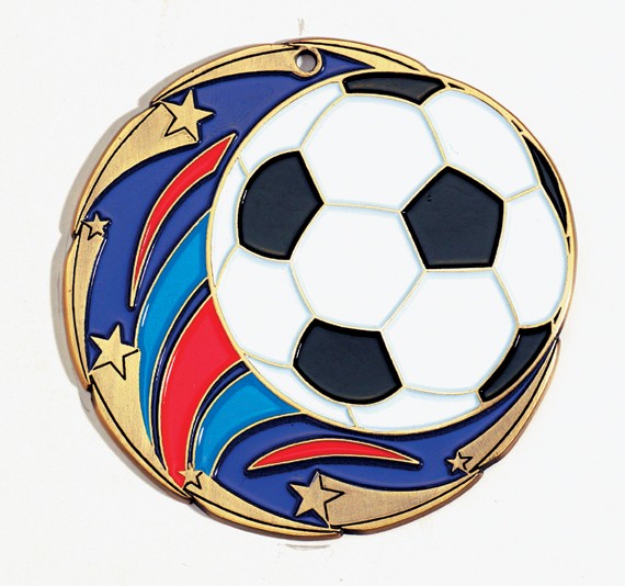Soccer Color Star Medal 2 1/2" - Discontinued 2