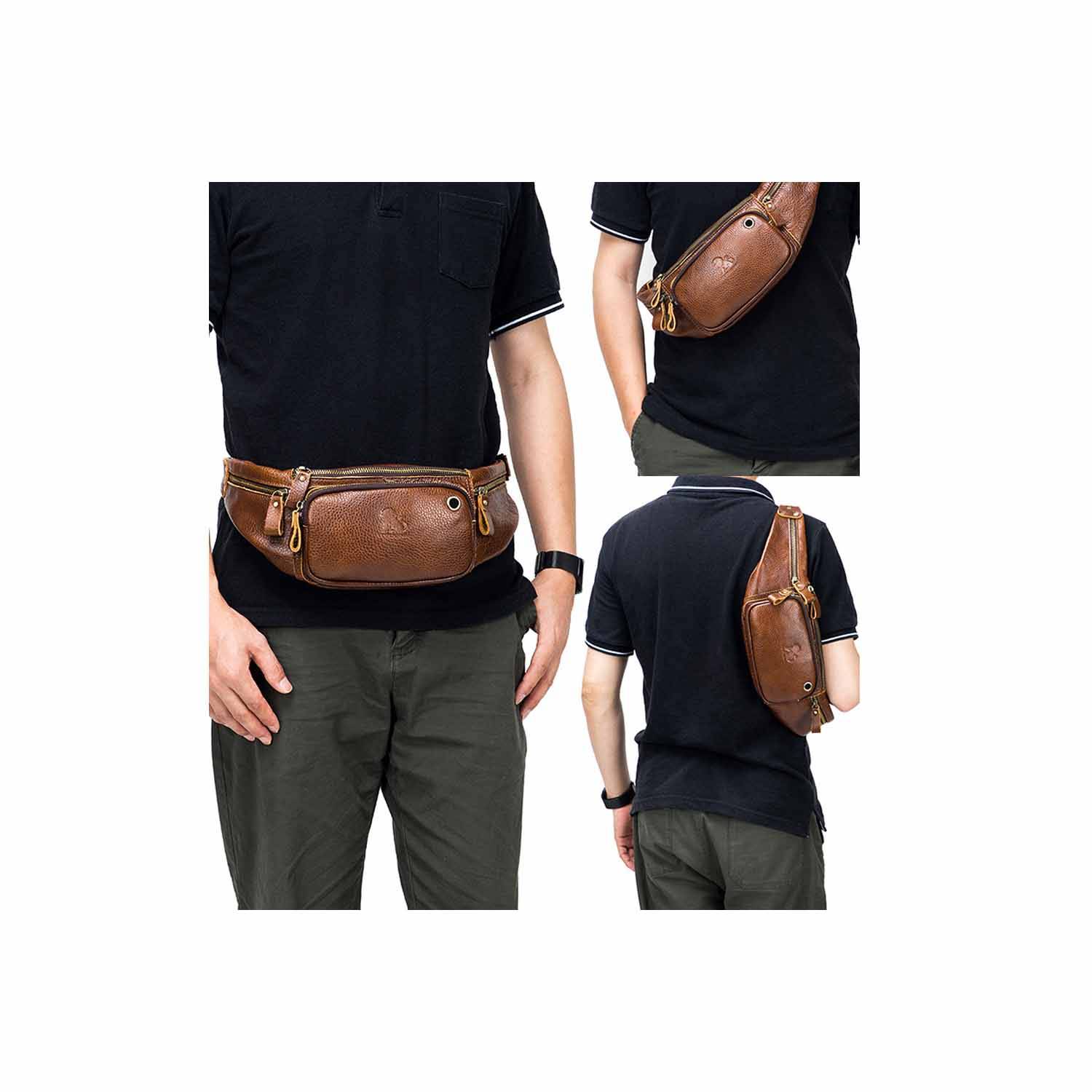 genuine leather men's Fanny pack 2