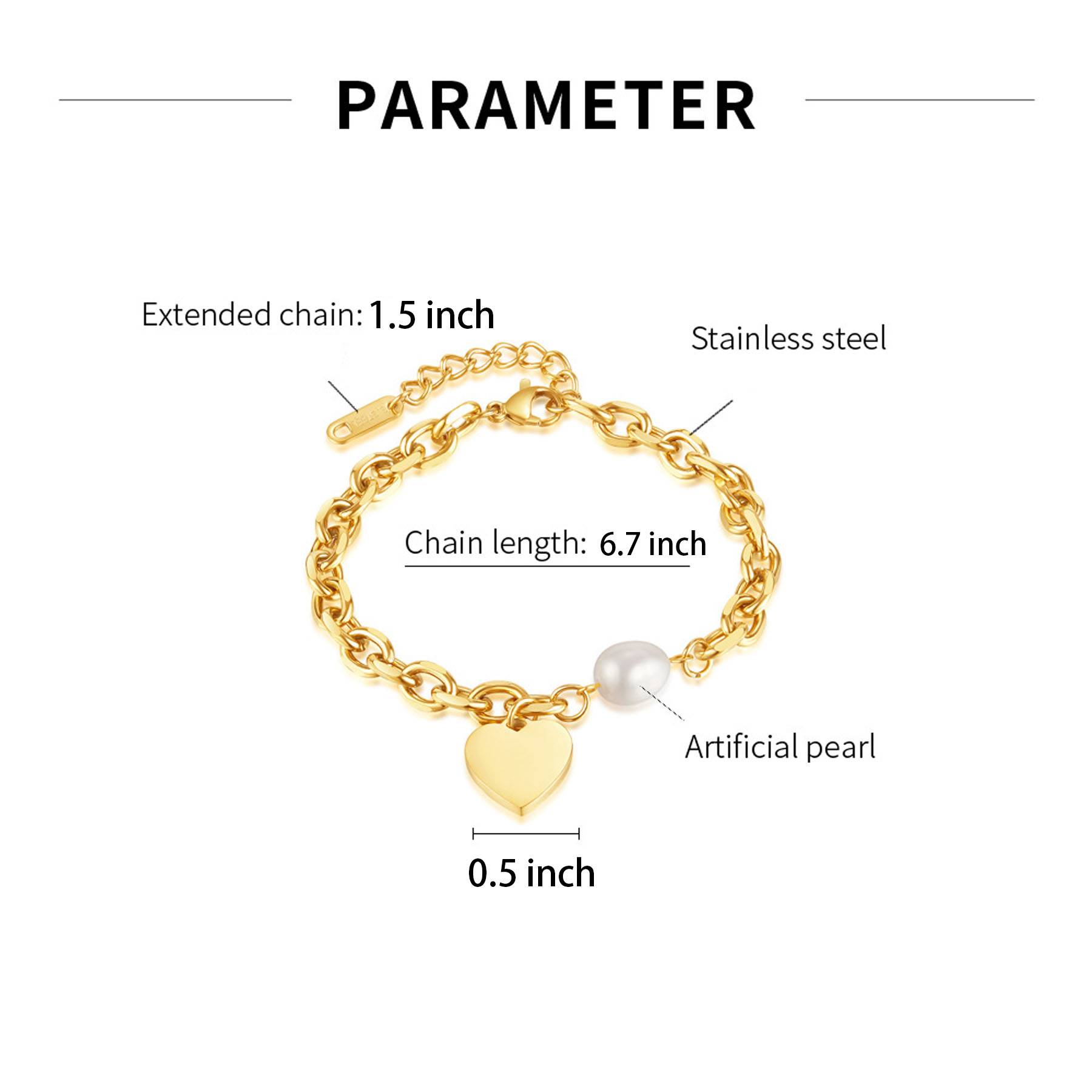 Titanium Steel Love Pearl Bracelet 2