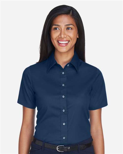 Women's Easy Blend™ Short Sleeve Twill Dress Shirt with Stain-Release - M500SW 36