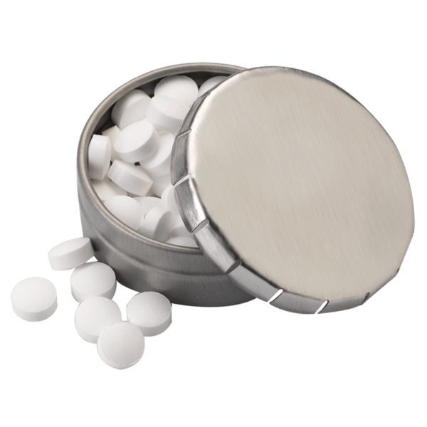 1 3/4" Small Round Push Tin with Mints 1