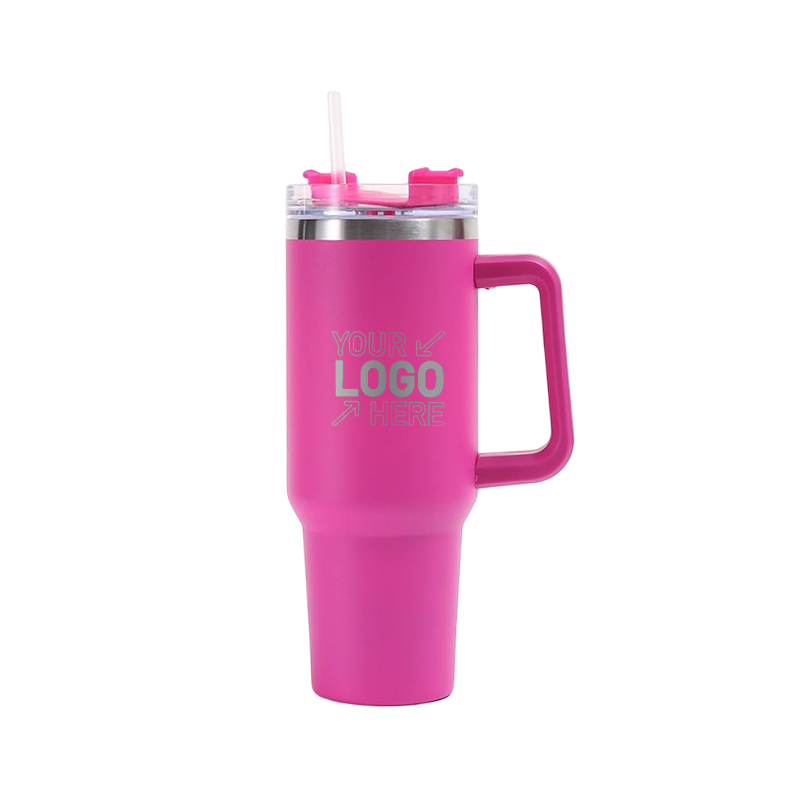 40 OZ Double Walls Stainless Steel Auto Tumbler With Straw And Handle 5