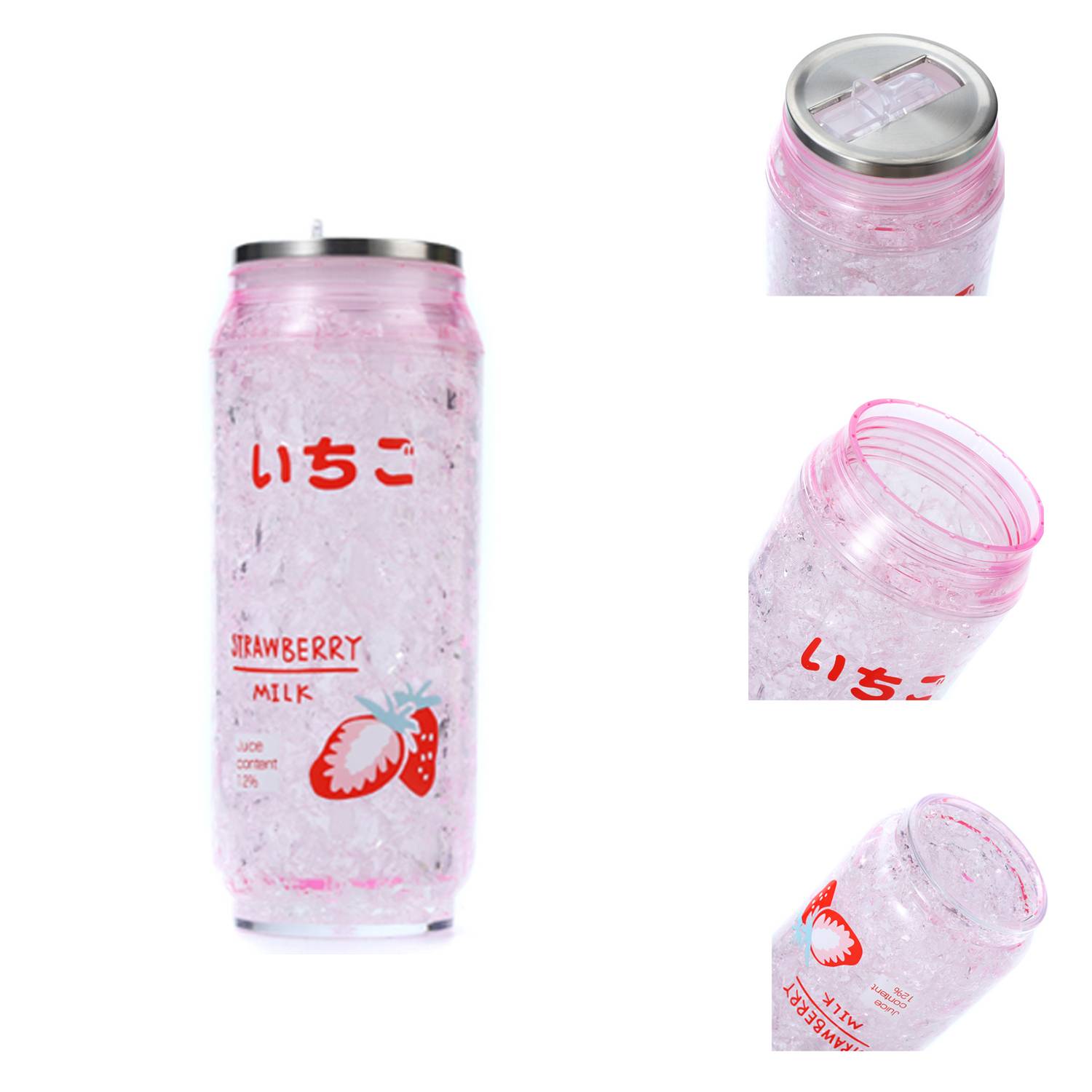 16oz Double Wall Plastic Ice Cans Straw CupWater Bottles 5