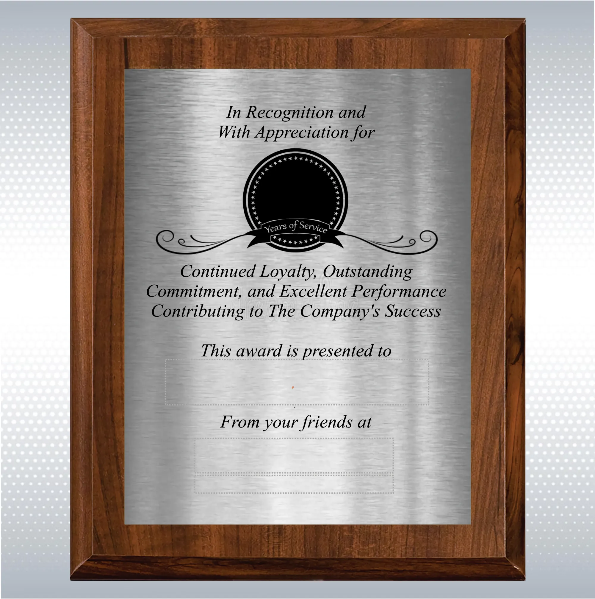 Cherry Finish Years of Service Gift Award 16