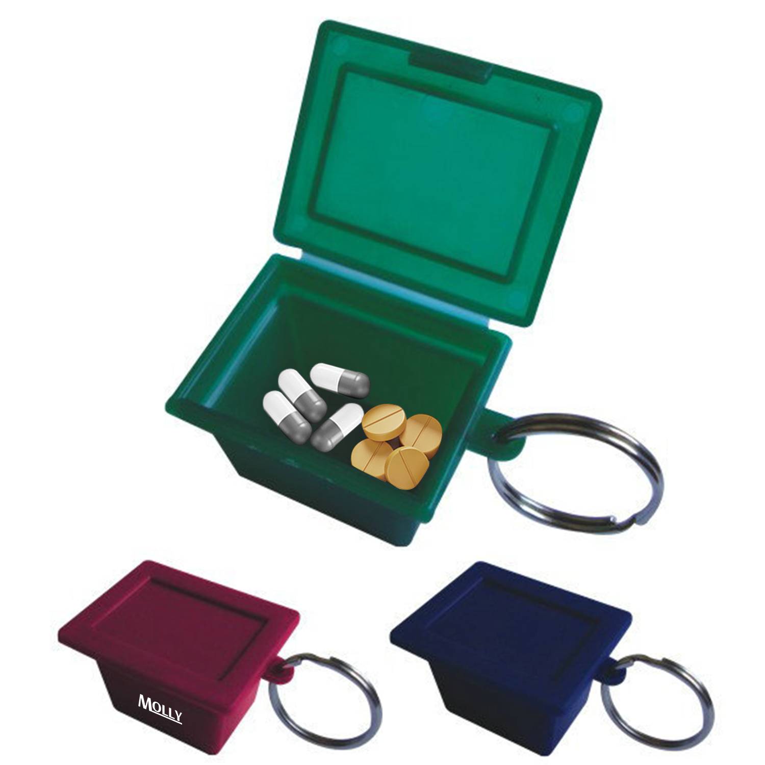 Mini Plastic Pill Box Keychain 8