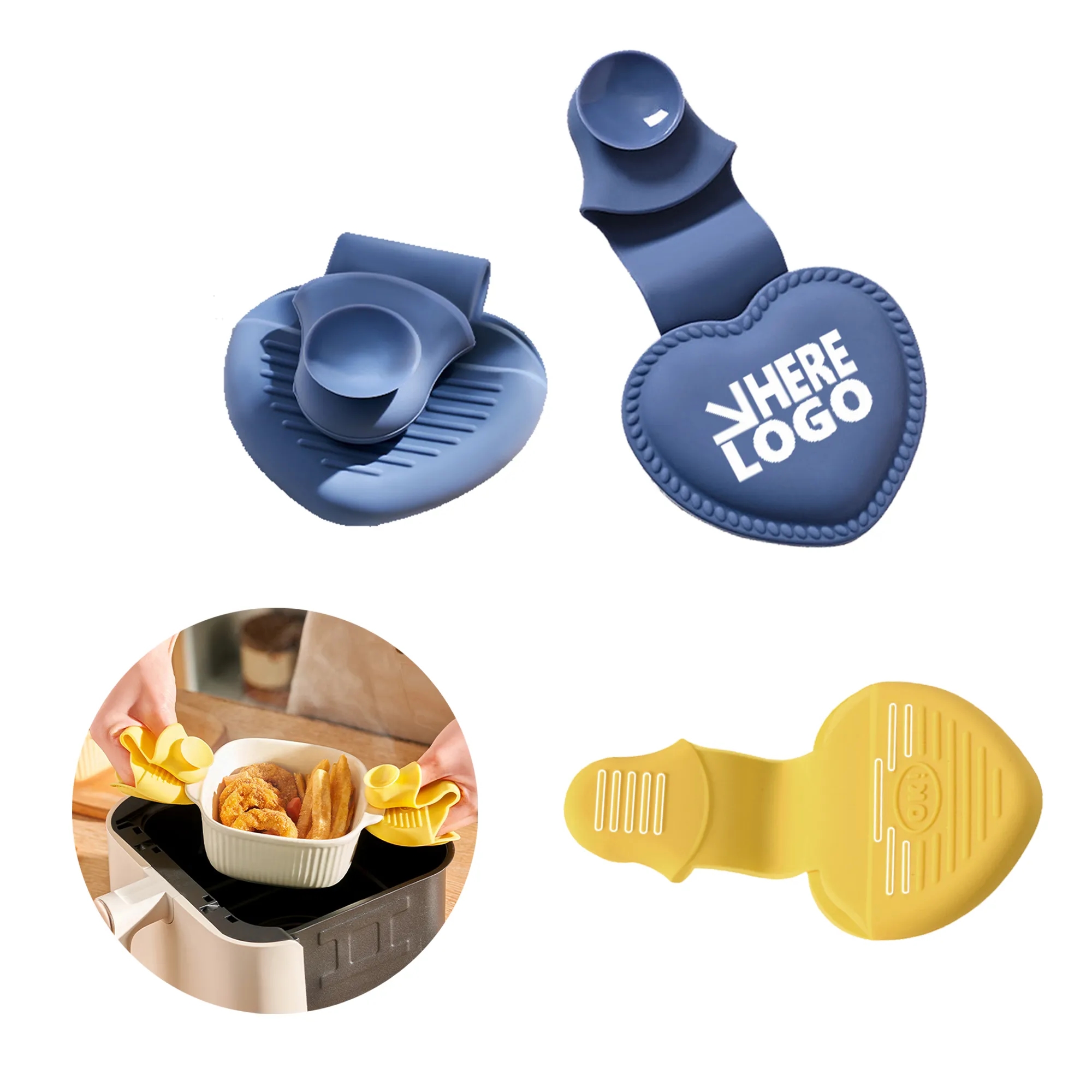 Silicone Heart Insulated Glove Clip Oven Mitts MOQ 50PCS