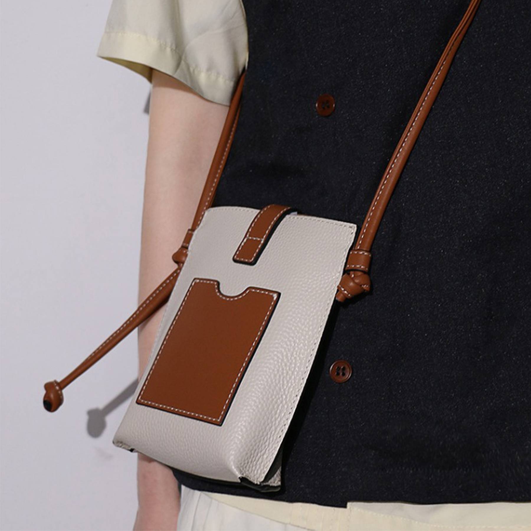 Genuine Leather Simple shoulder cross-body pouch bag 11
