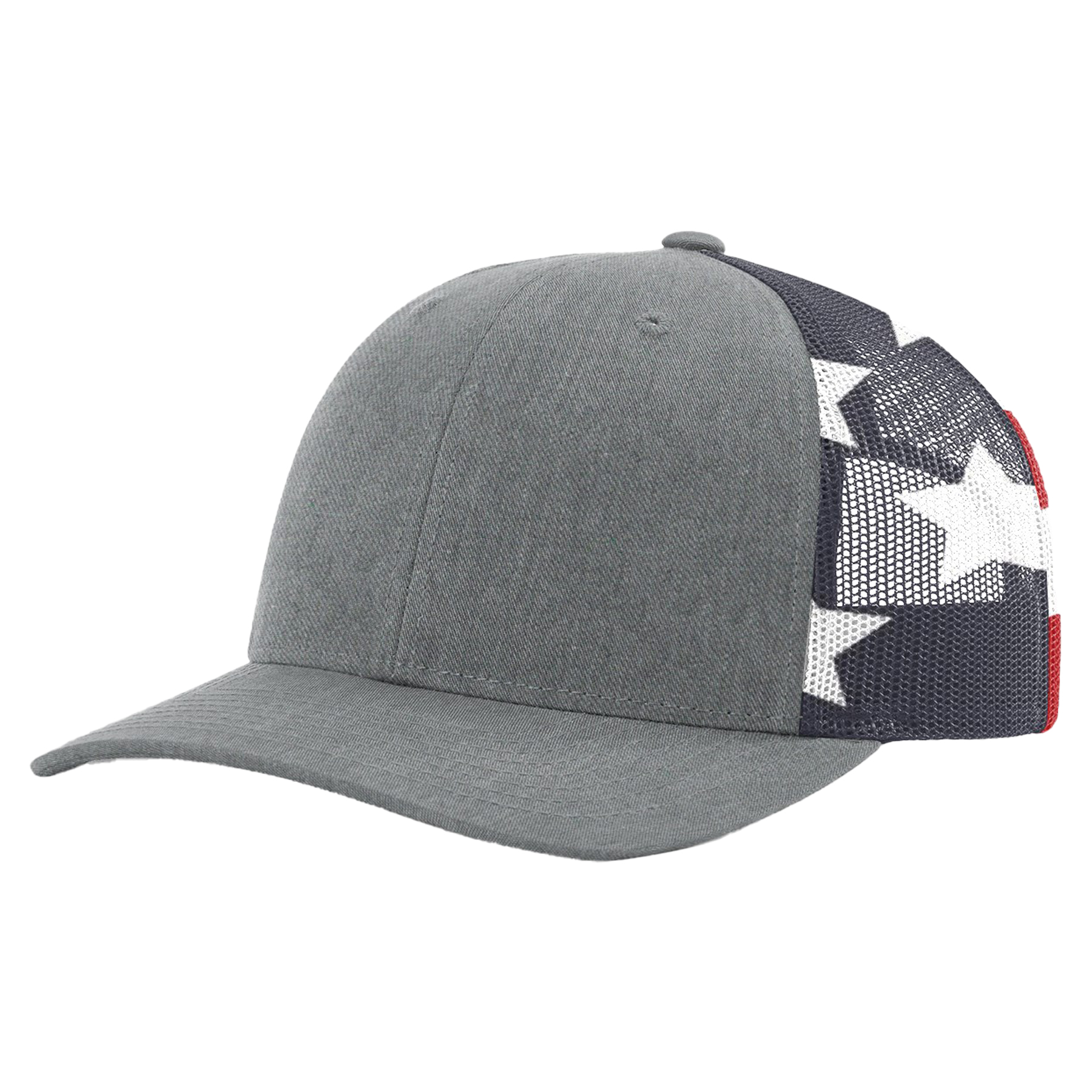 Richardson 112PM Printed Mesh Snapback Trucker Hat w/Leatherette Adhesive Patches or Embroidery 12