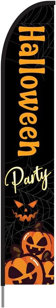 Halloween Party Sign Feather Flag Swooper Banner Pole Kit Outdoor Store Sign Display, 15ft 1