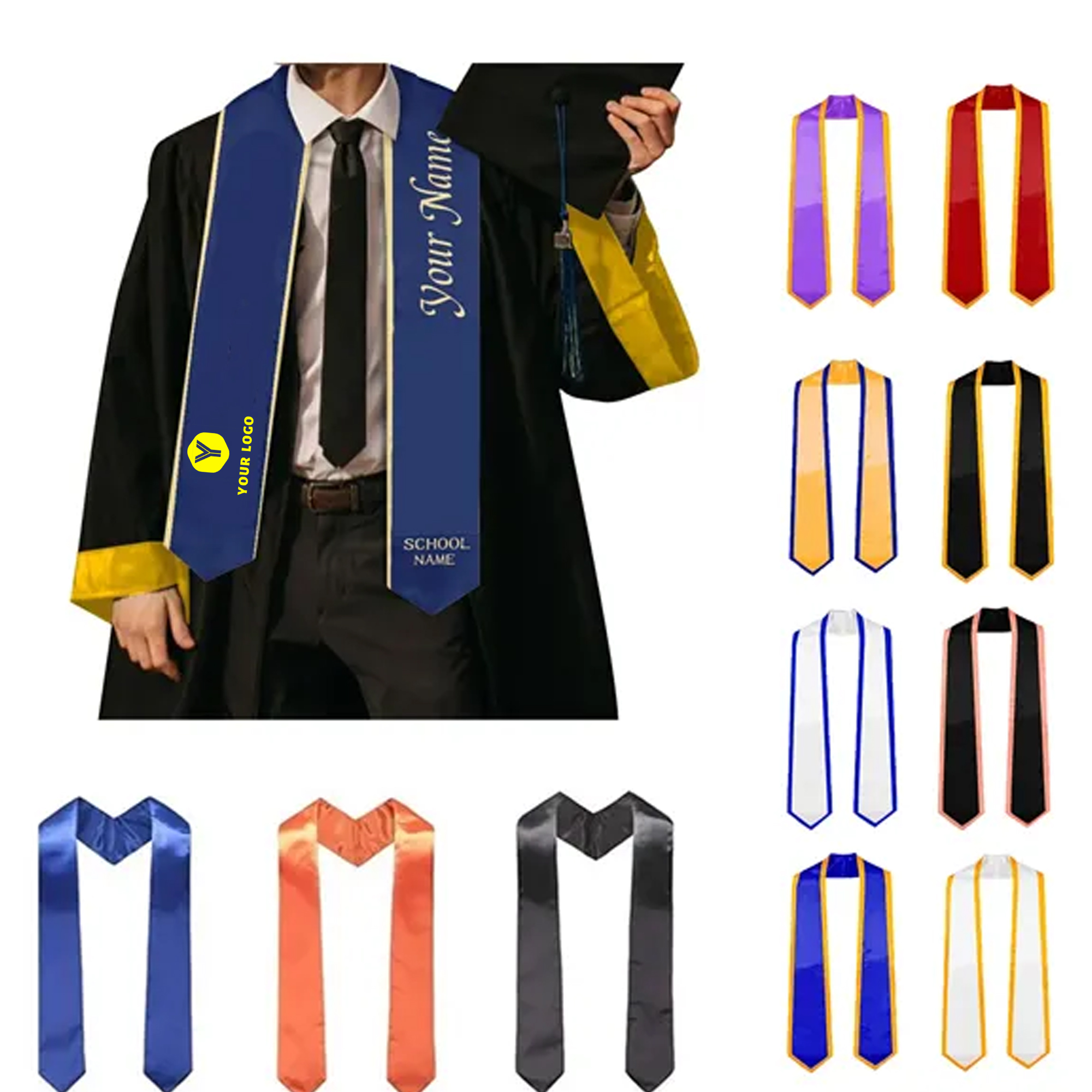 Academic Graduation Stole ?C Custom Plain Sash 3