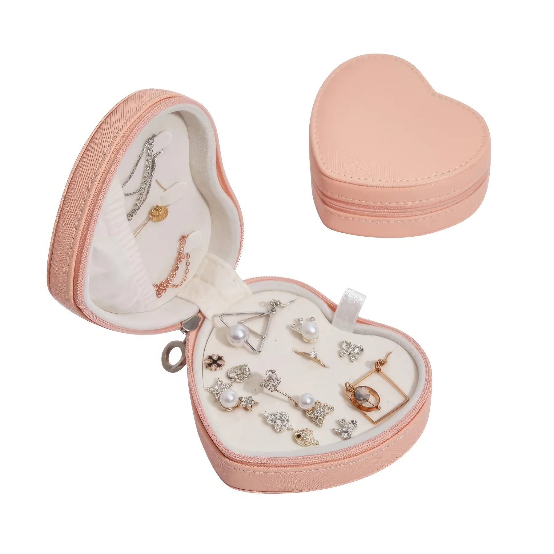 PU Portable Travel Heart-Shape Jewelry Organizer Box 3