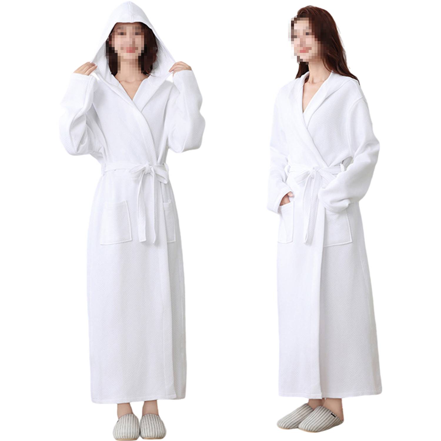 Women Hooded Cotton Bathrobe All-Season Long Robe 15