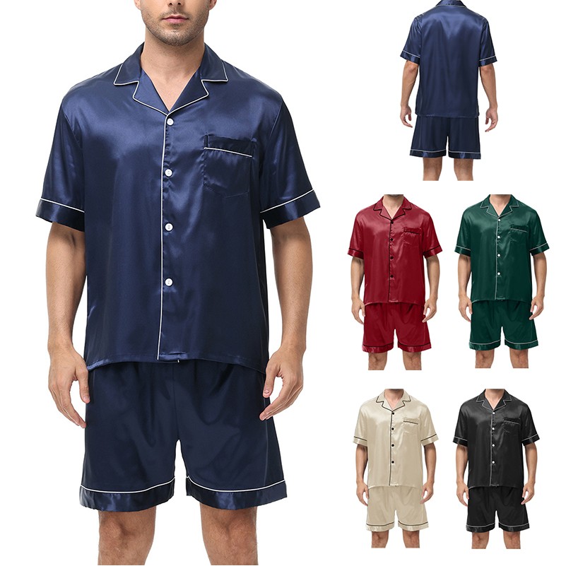 Men Silk Satin Pajamas Set 2