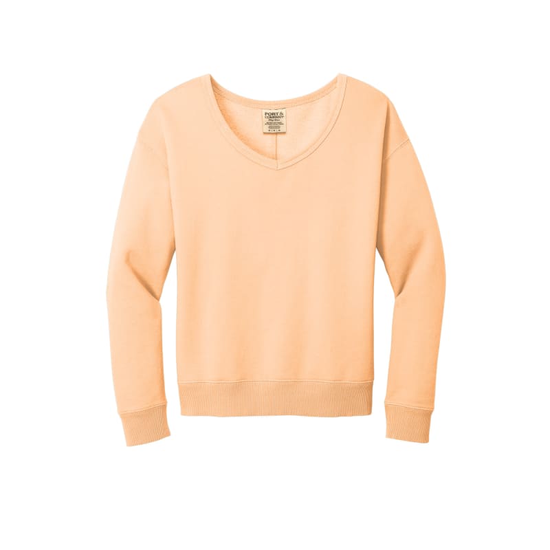 Port & Company Women's Beach Wash Garment-Dyed V-Neck Sweatshirt, custom hoodie or sweatshirt with logo imprint 13