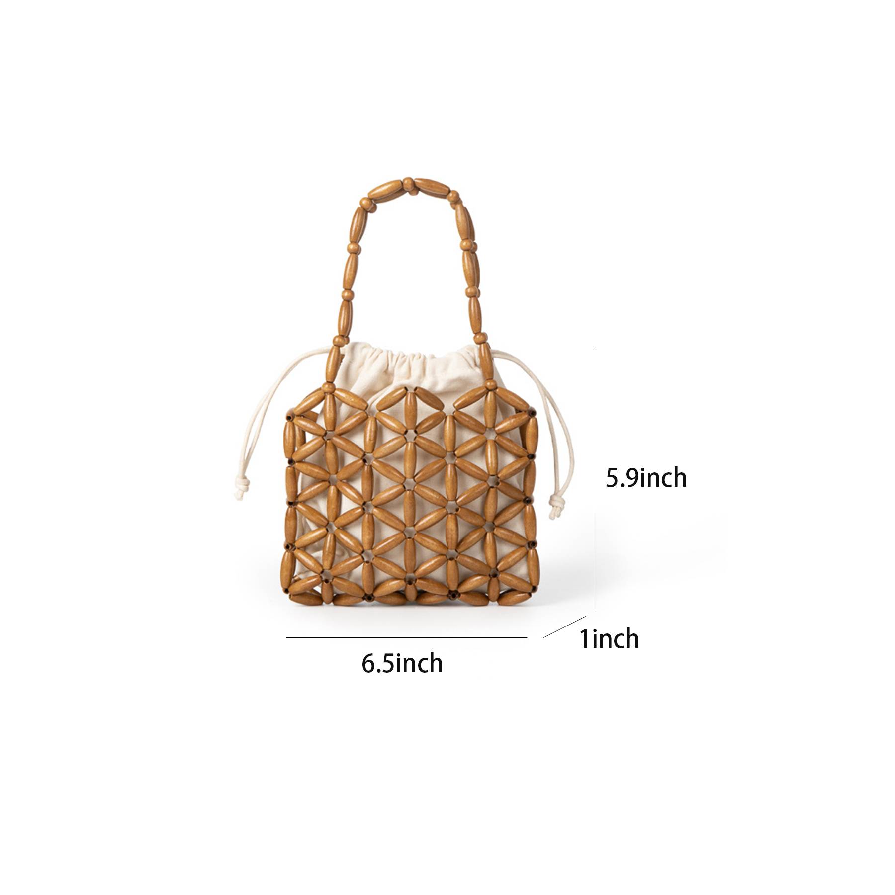 Wooden Tote Bag with a canvas drawstring pocket inside 6