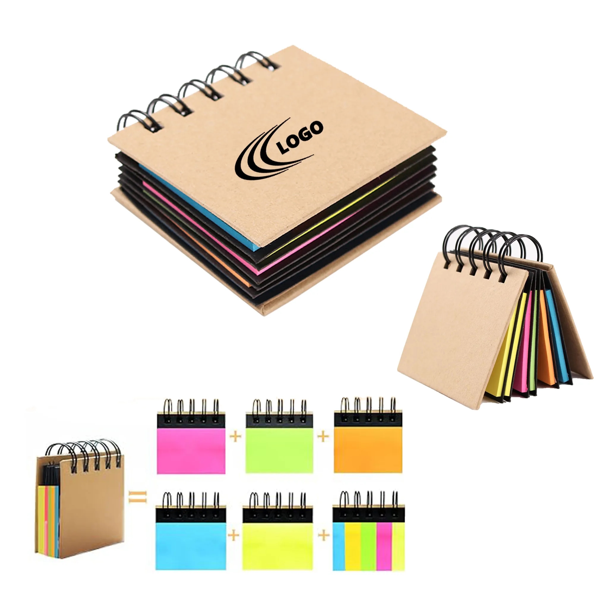 Colorful Sticky Notes Spiral Notebook 1