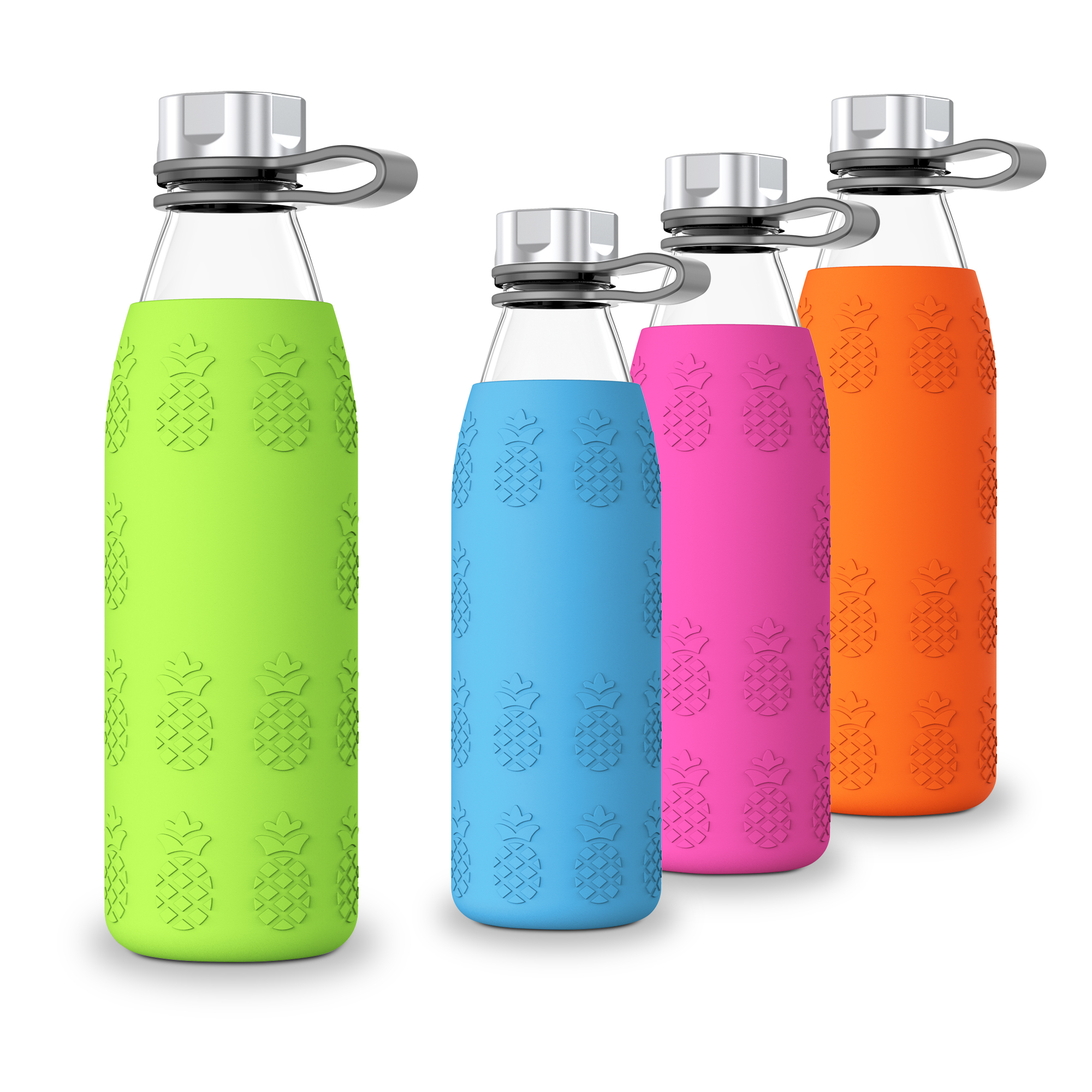 Pineapple Silicone Sleeve Soda Lime 20oz Glass Bottle 3