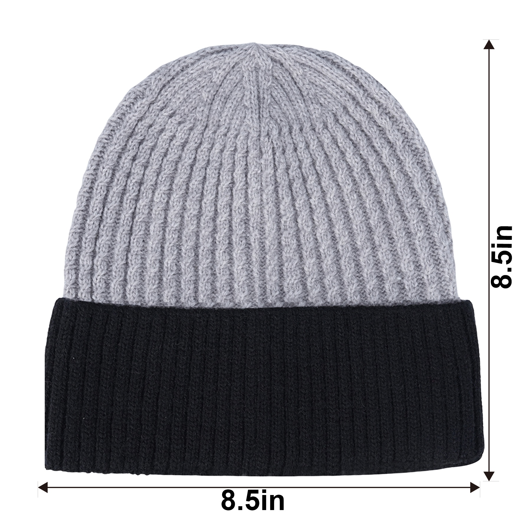 Unisex Two-Tone Cuffed Knit Beanie With Custom Logo 8