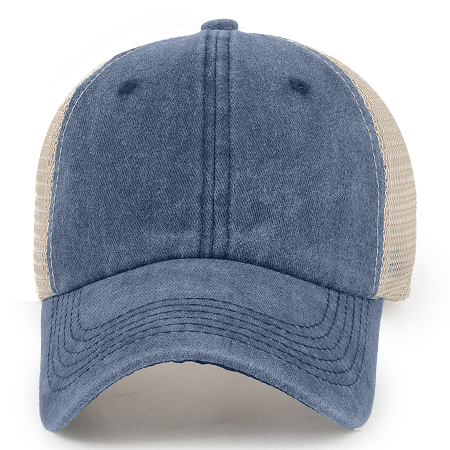 Stock 2-Tone Washed Cotton 6-Panel Trucker Cap 50