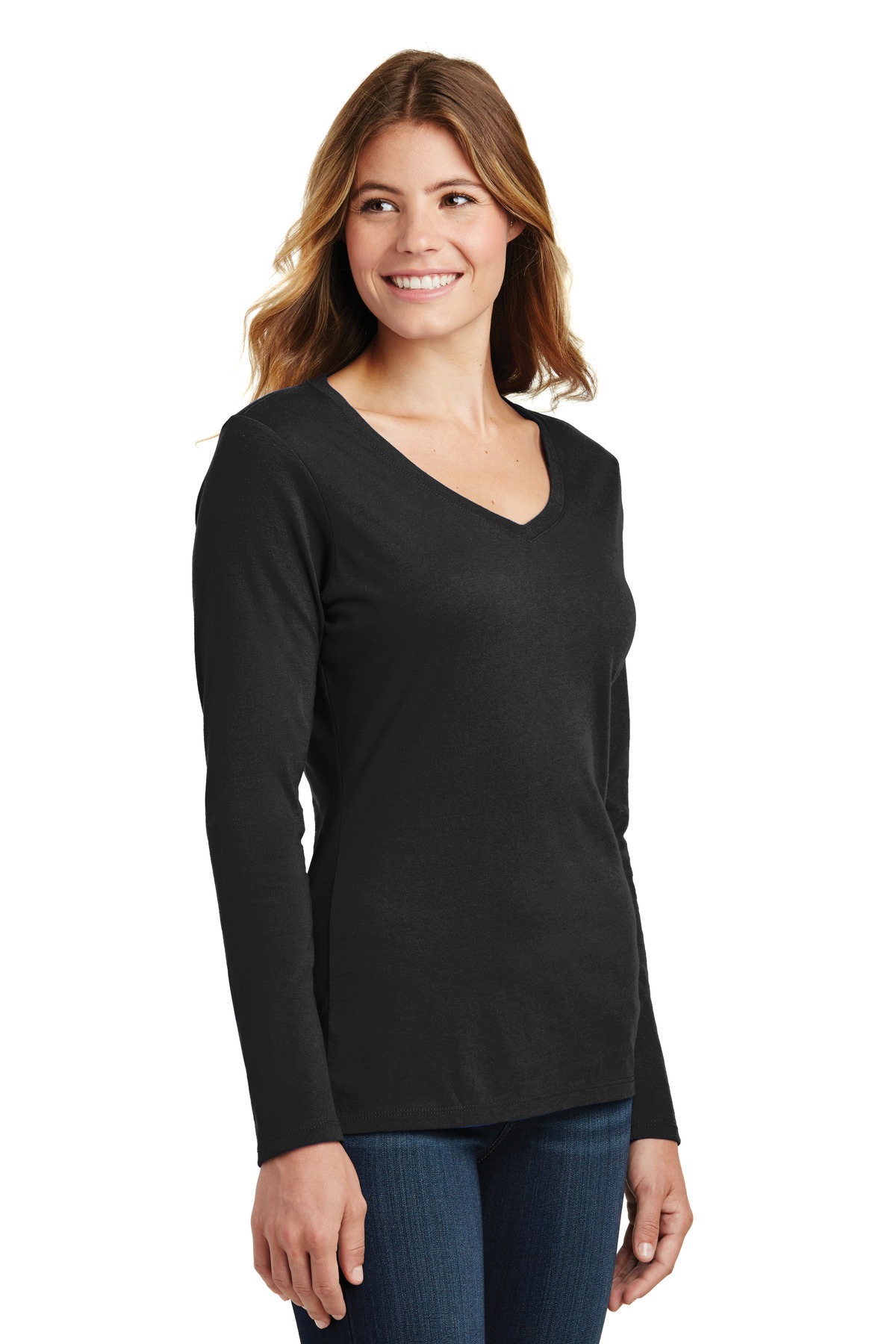 Port & Co Women's Long Sleeve Fan Favorite V-Neck Tee. LPC450VLS 18