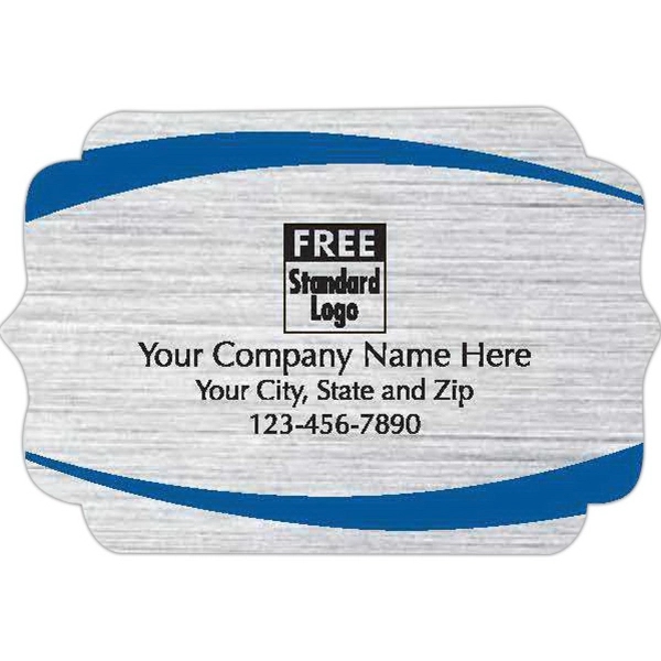 Bracket Label on Brushed Silver Poly with Blue Arcs 2