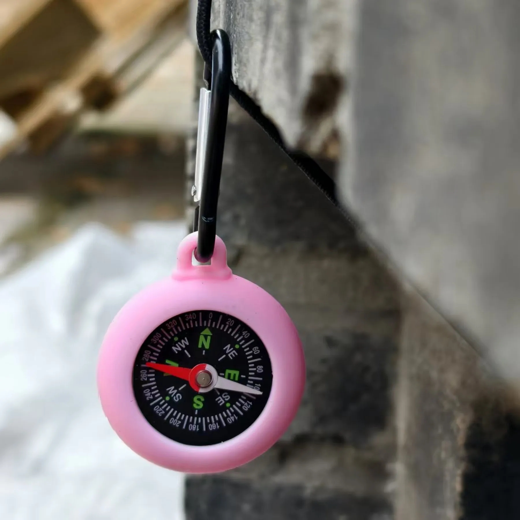 Pendant Silicone ABS Compass with Hanging Carabiner 3