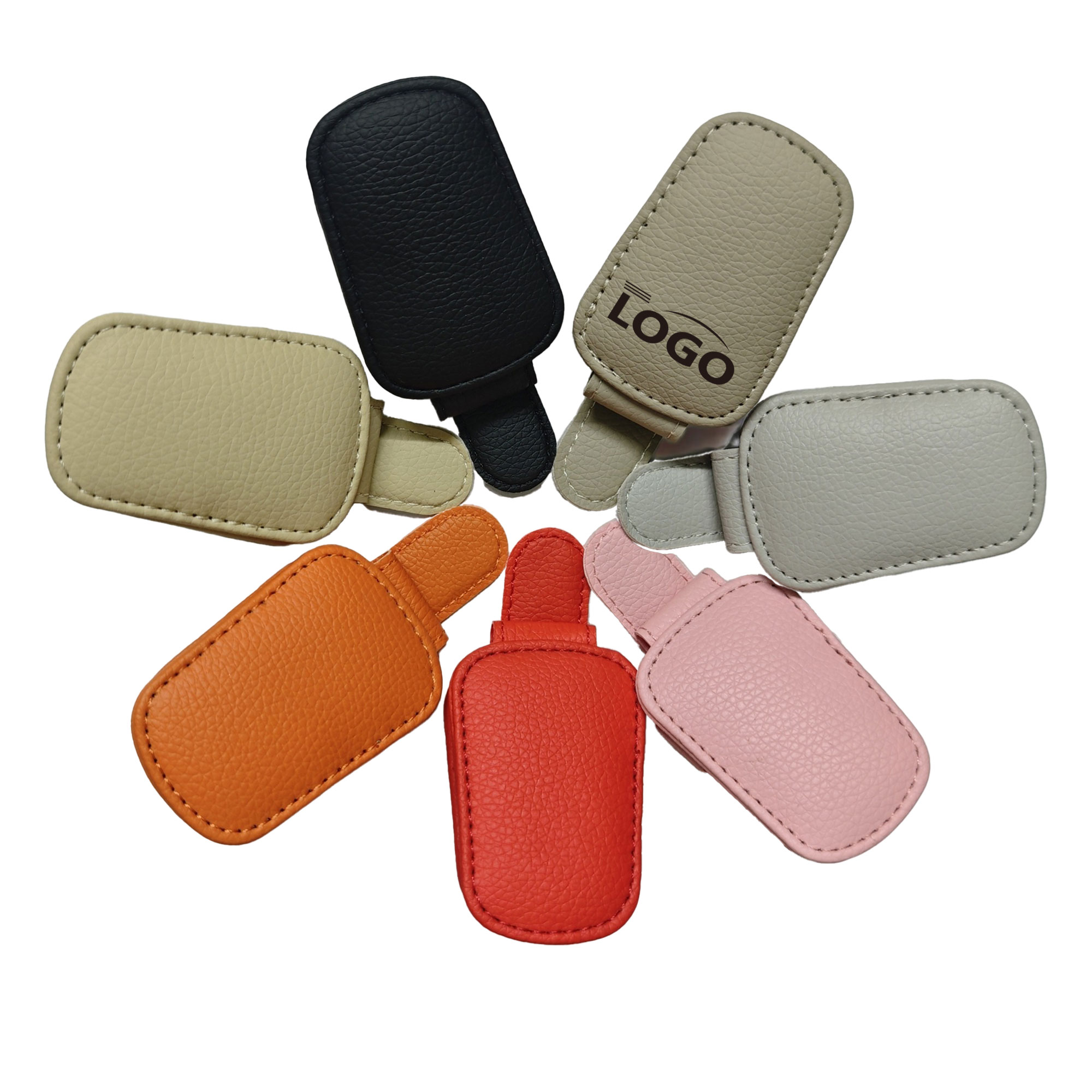 Multicolor PU Leather Car Glass Holder Clip 2