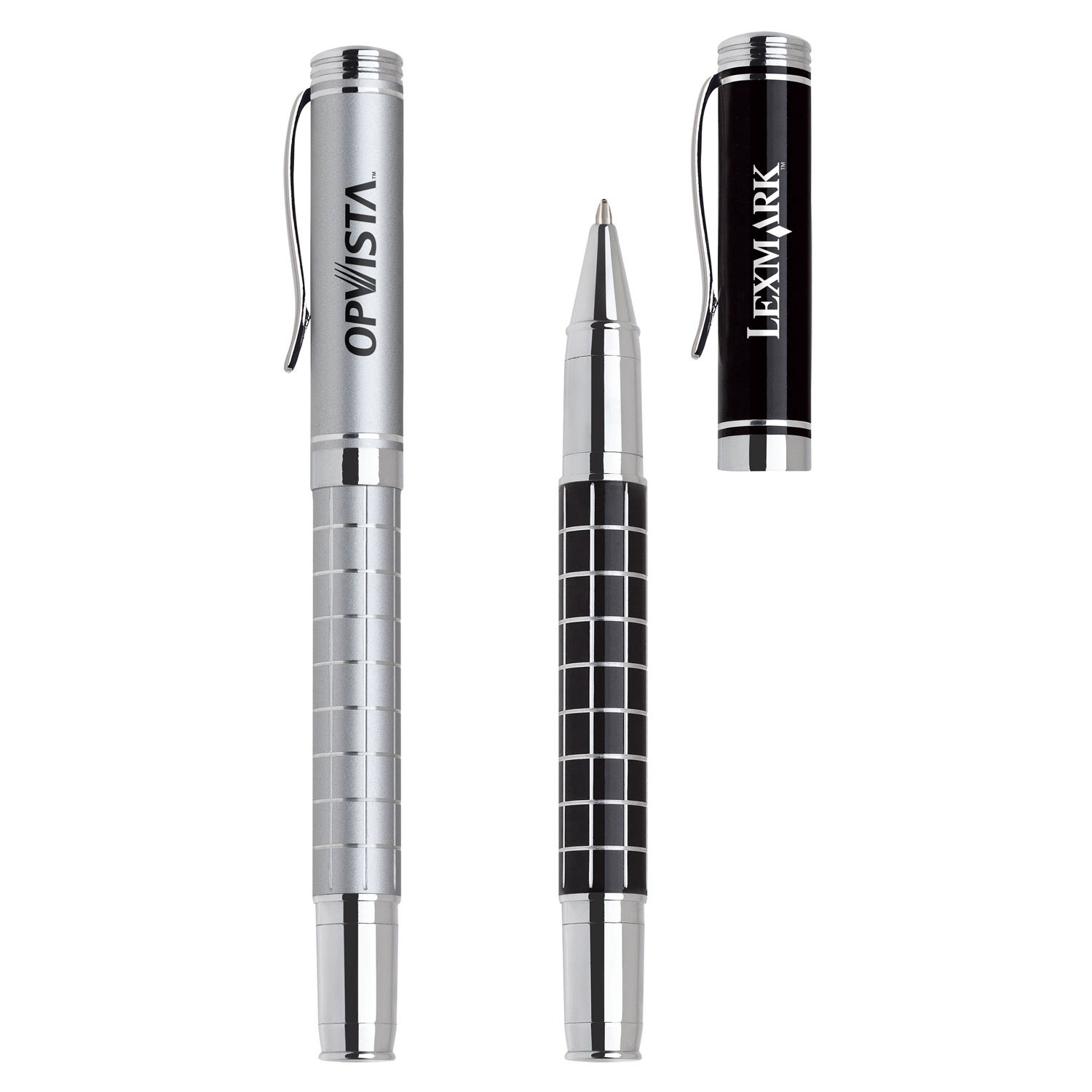 Grid Barrel Rollerball Metal Pen