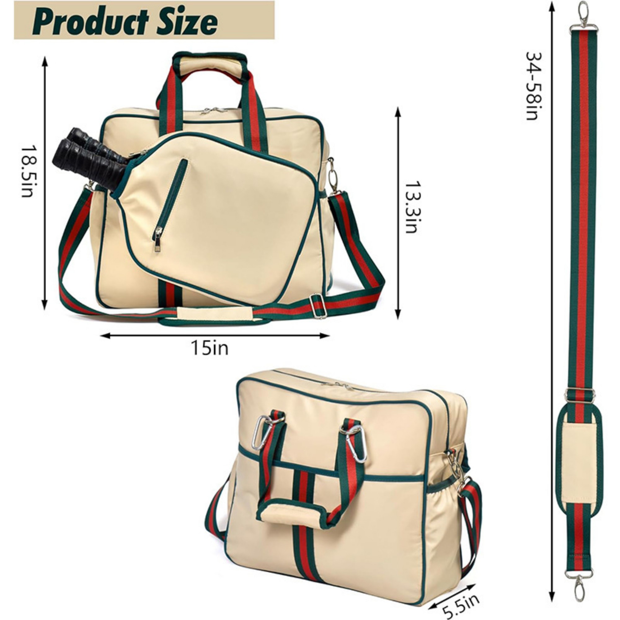 Pickleball Bag Tote With Front Pocket Fits 2 Paddles 1