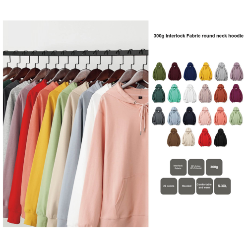 Unisex Stock Hoodie with Kangaroo Pocket - 300 GSM Interlock 3
