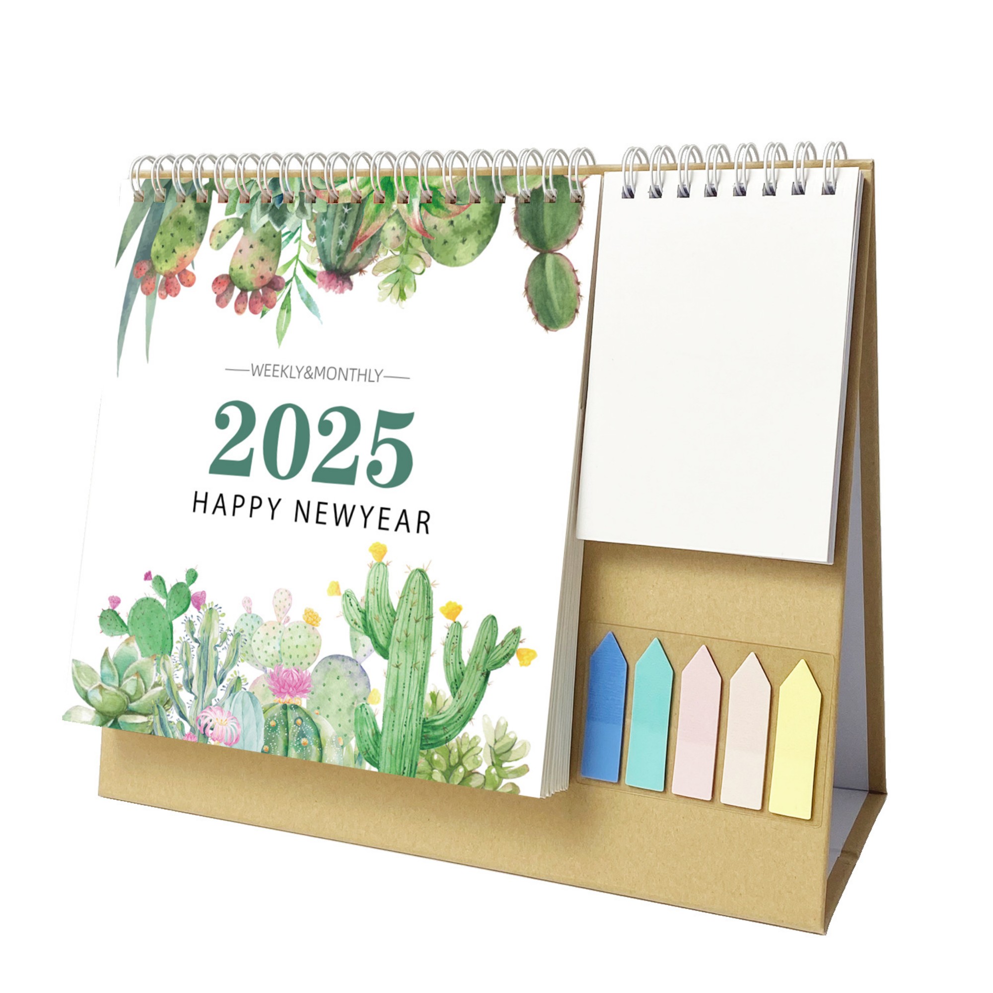 18 Months 10.2"*10.2" Cactus Desk Calendar From Jan 2025 To June 2026