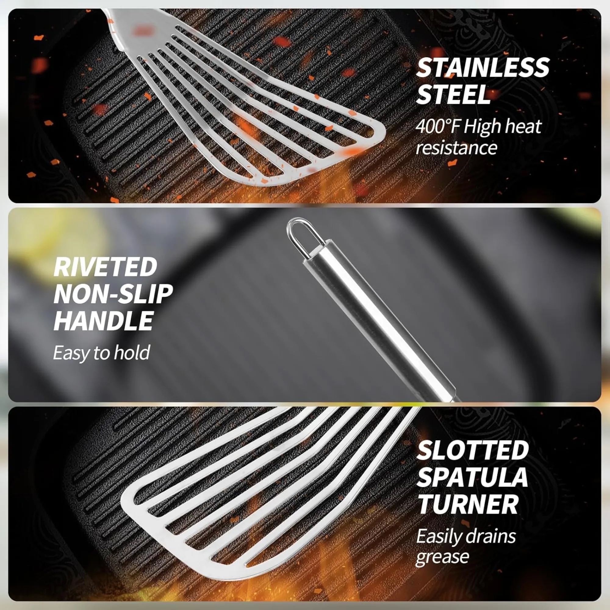 Stainless Steel Multifunctional Slanted Slotted Spatula 2