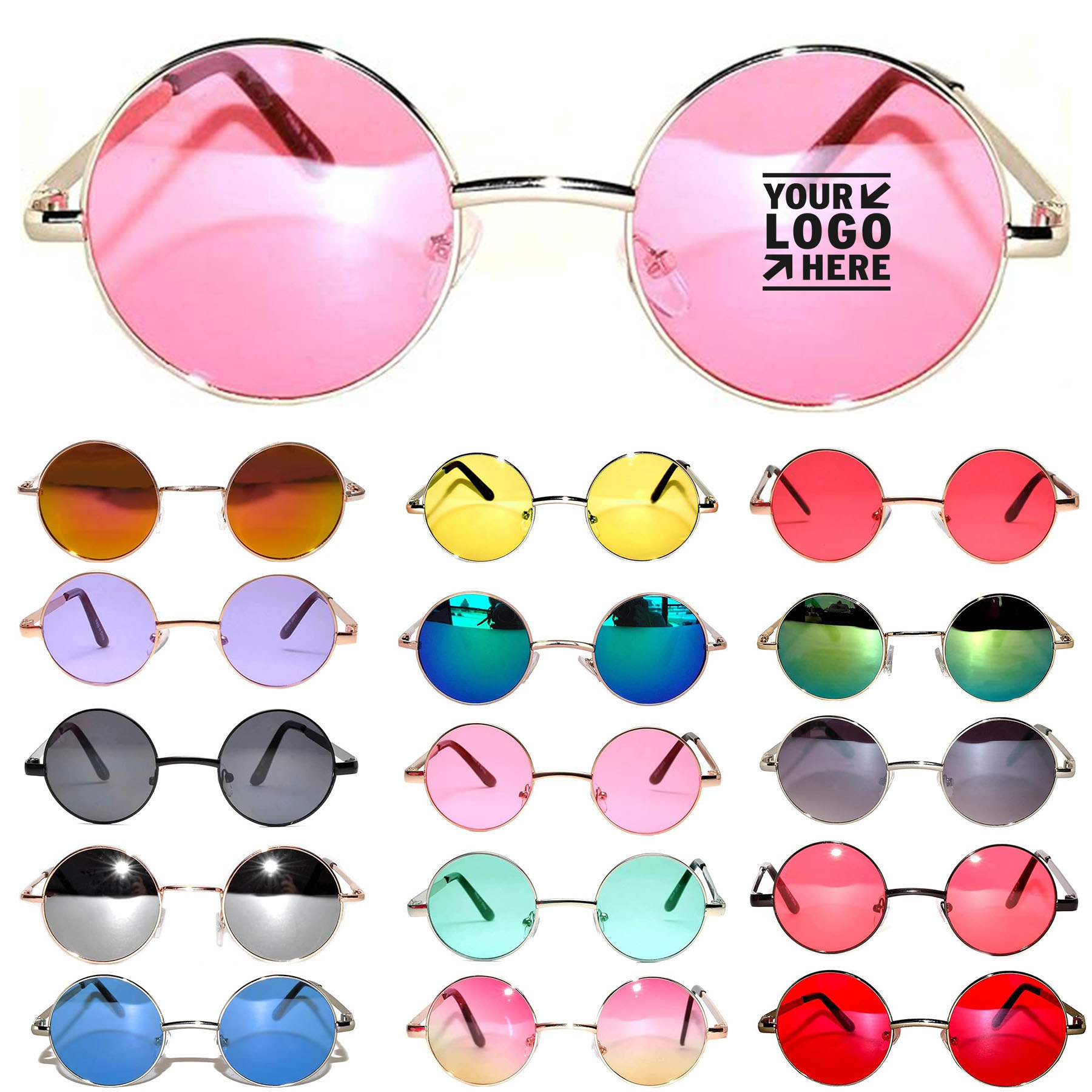 UV400 Polycarbonate Circle Lens John Lennon Round Metal Frame Hippie Sunglasses 2