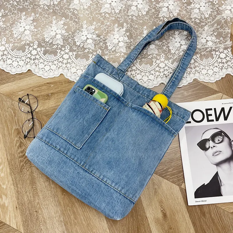 Denim Jean Tote Bag, custom tote bag with logo imprint 3