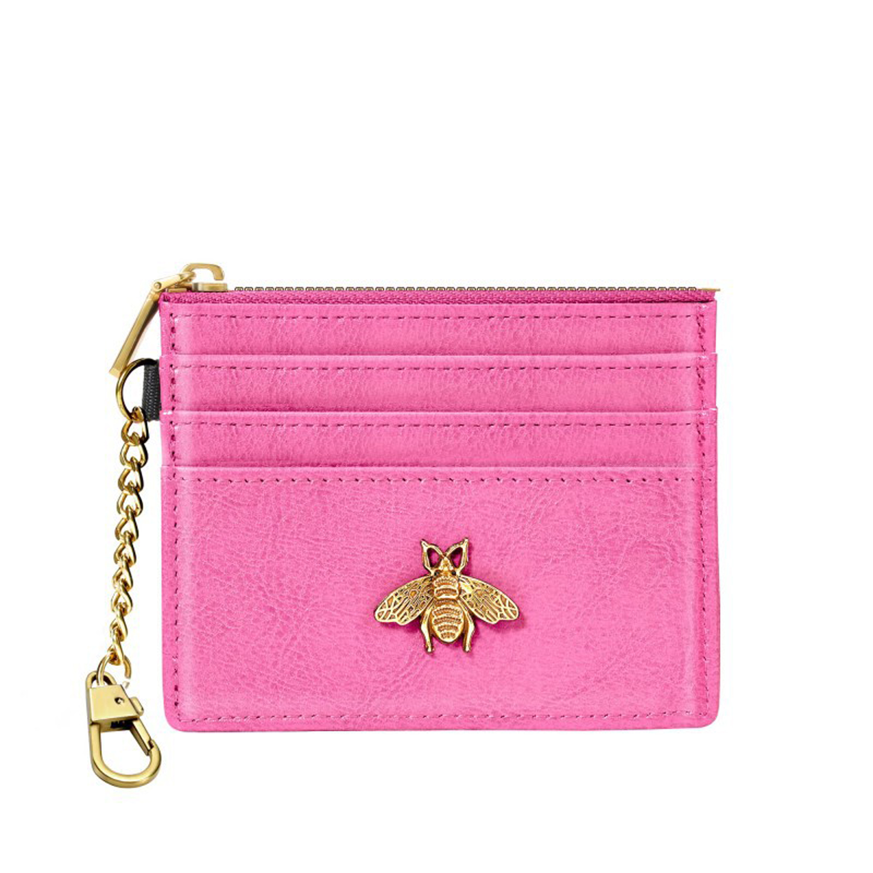 RFID Leather Coin Purse with ID Window and Bee Design 3