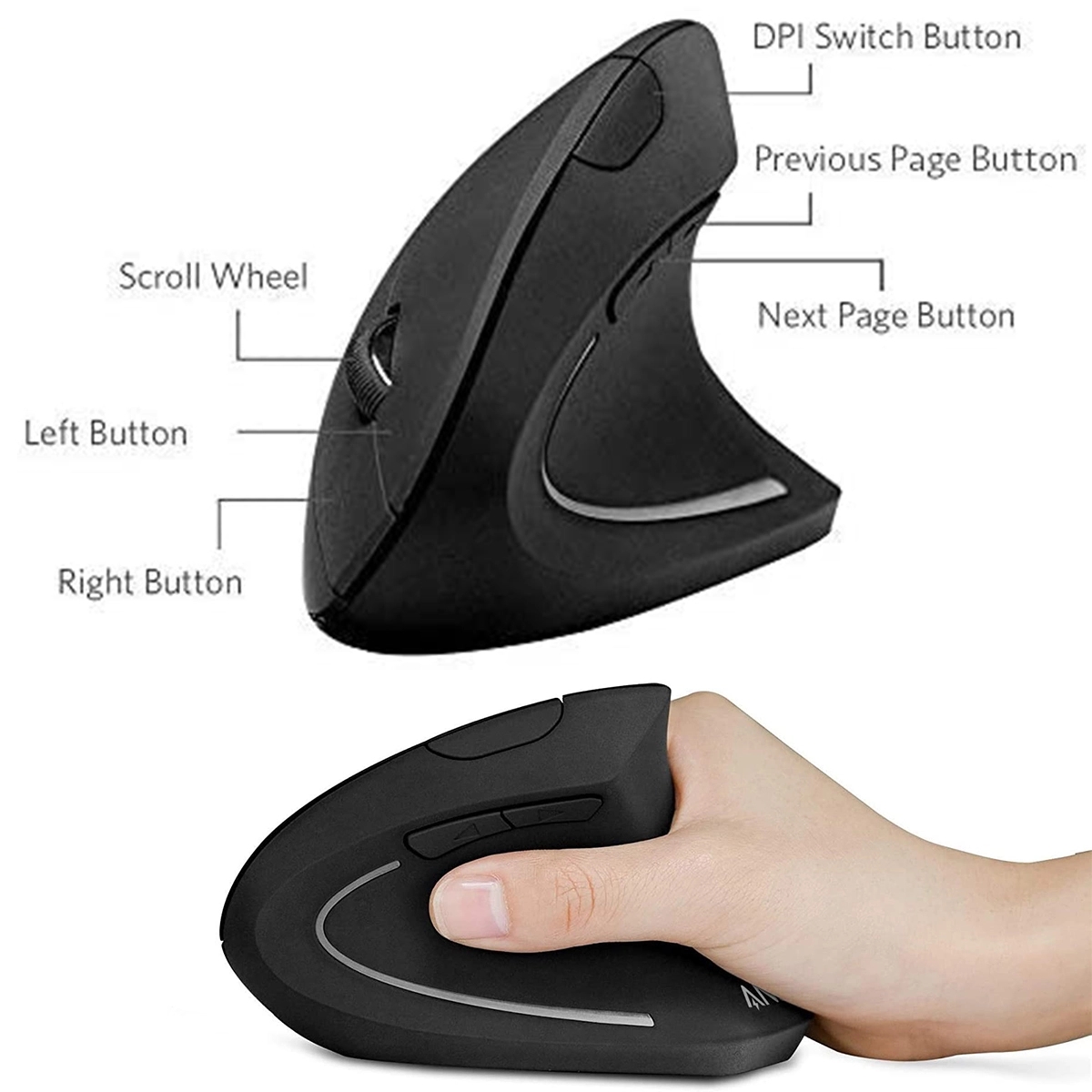 2.4G Wireless Vertical Ergonomic Optical Mouse 3