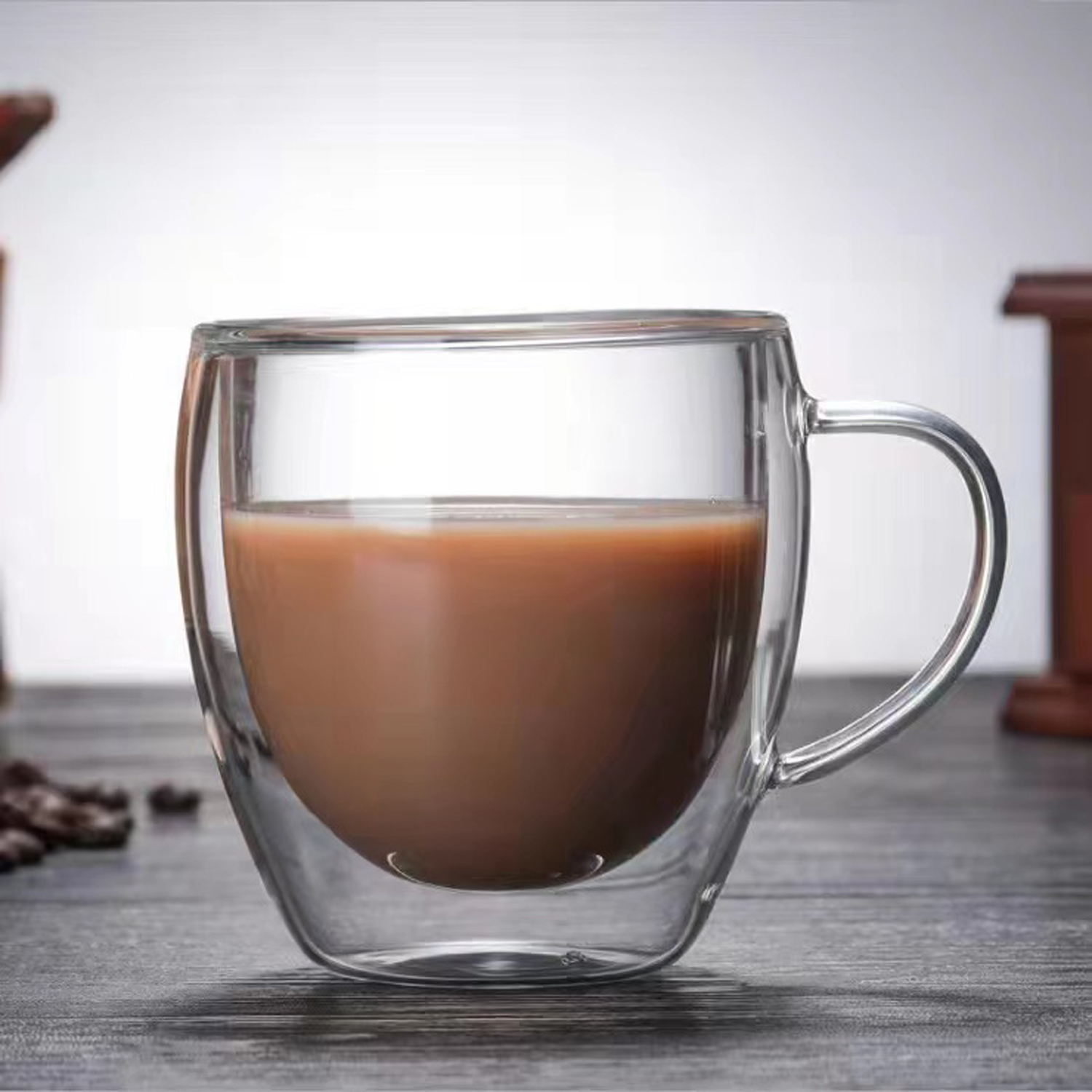 8.5oz Double Walled Coffee Glass Mug w/ Handle 4