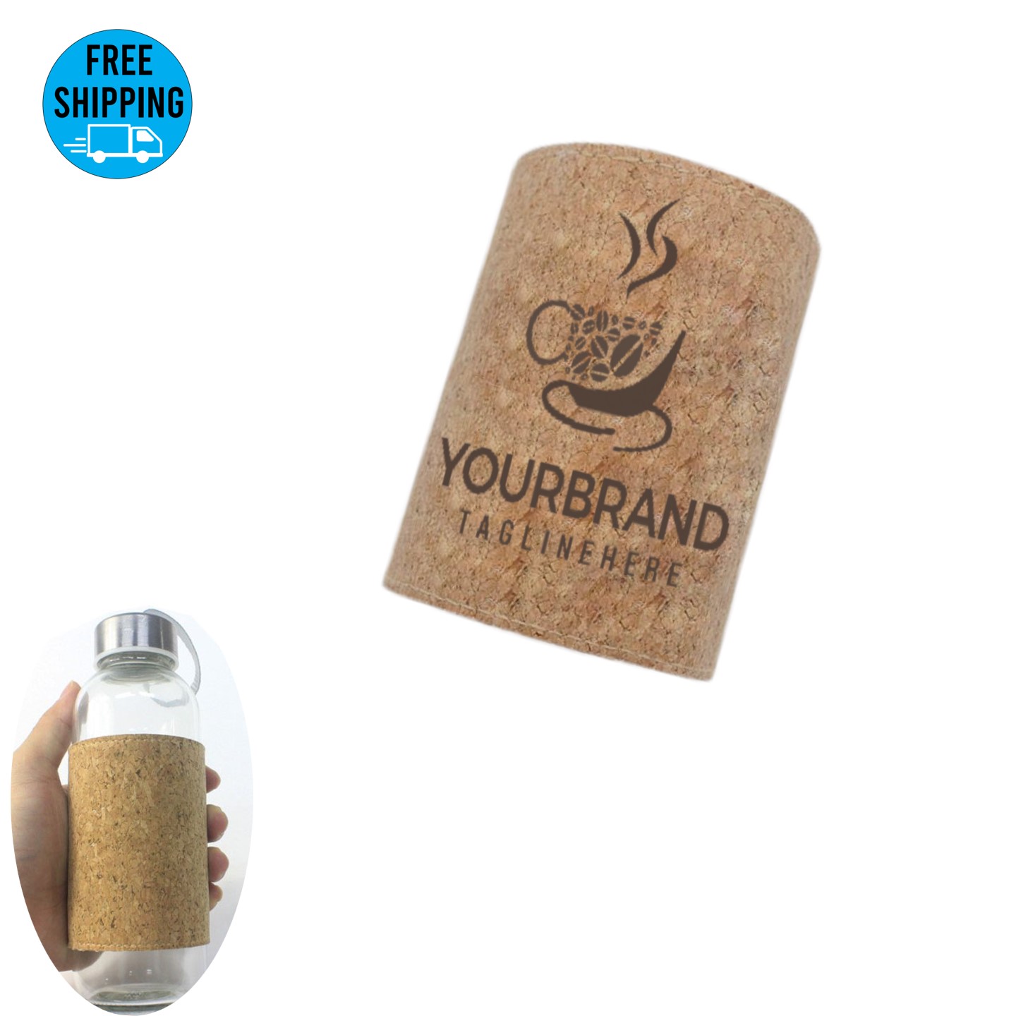 Reusable Compatible cork Coffee Cup/bottle Sleeve with elastic band 3